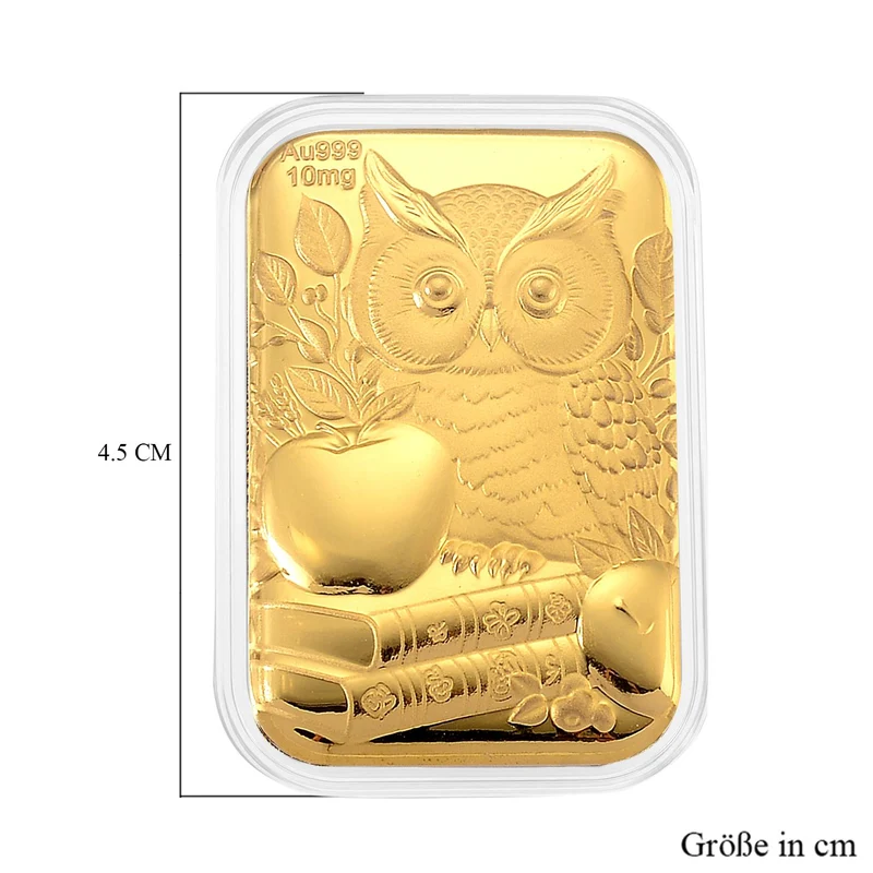999er Goldfolie mit Eulenmotiv, 10mg, 3,1x4,5cm