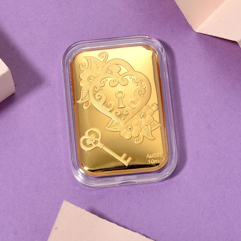 EXKLUSIVES GESCHENK - 999er Goldfolie mit Herzschloss und Schlüssel 10mg