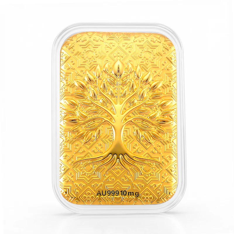 999er Goldfolie mit Lebensbaum-Motiv, 10mg, 3,1x4,5cm