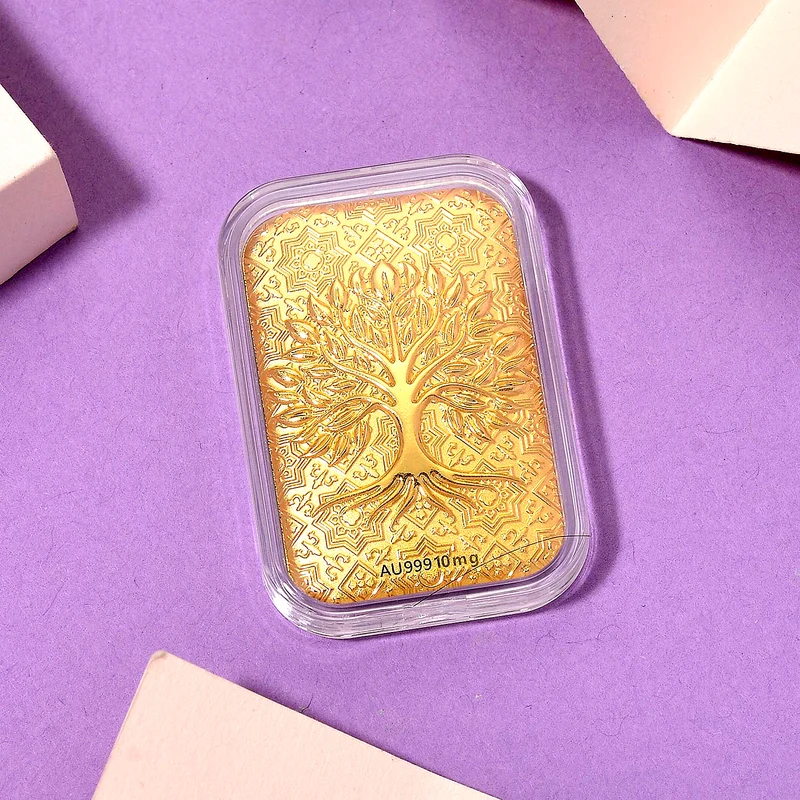 999er Goldfolie mit Lebensbaum-Motiv, 10mg, 3,1x4,5cm
