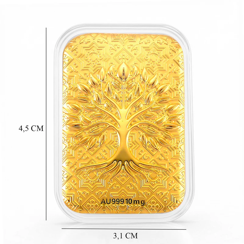 999er Goldfolie mit Lebensbaum-Motiv, 10mg, 3,1x4,5cm