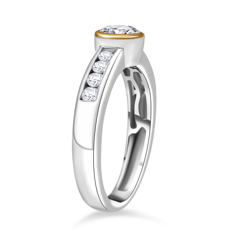 2er Set - Moissanit Anhänger und Ring, 925 Silber vergoldet und platiniert (Größe 19.00) ca. 1.36 ct