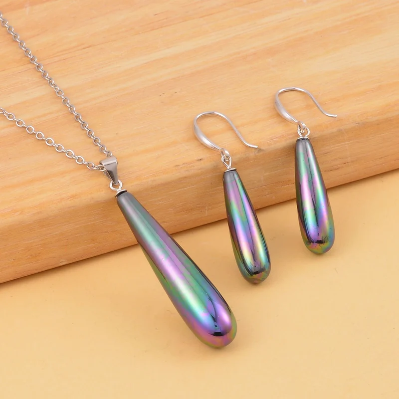 Goldenes Muschelkernperle Schmuckset, Edelstahl