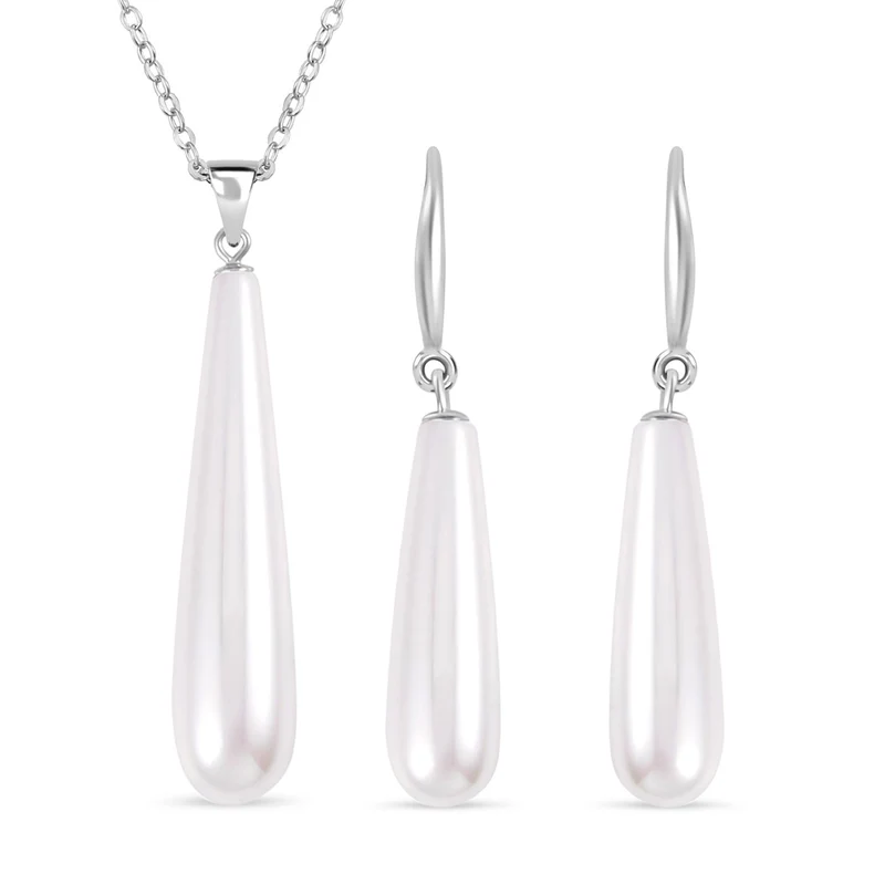 Goldenes Muschelkernperle Schmuckset, Edelstahl