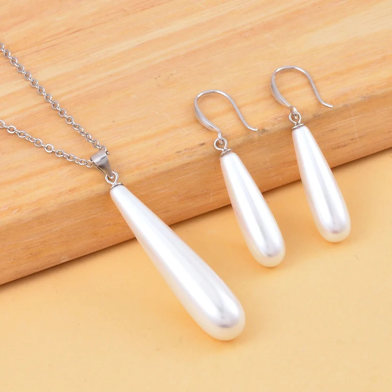 Goldenes Muschelkernperle Schmuckset, Edelstahl