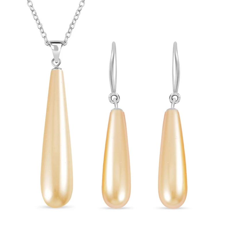 Goldenes Muschelkernperle Schmuckset, Edelstahl