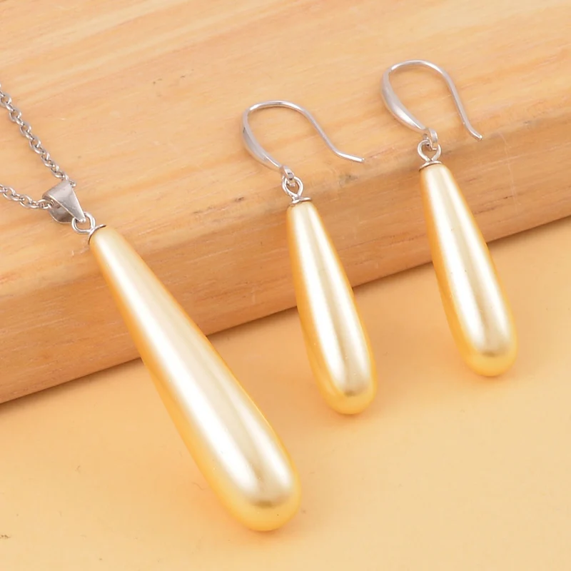 Goldenes Muschelkernperle Schmuckset, Edelstahl