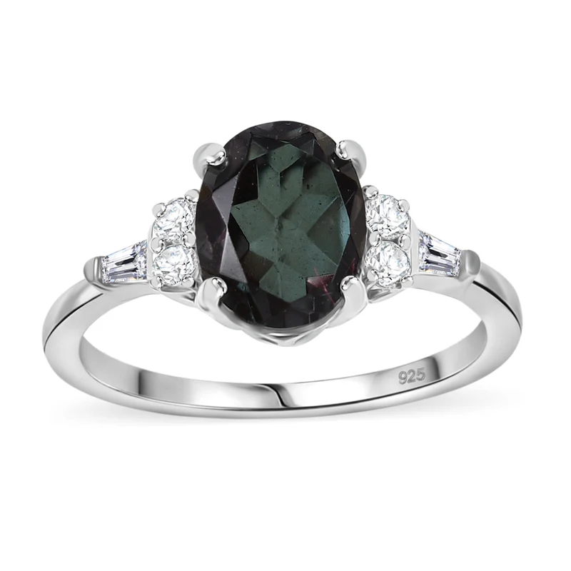 Alexandrit Quarz Triplette Schmuckset 925 Silber rhodiniert ca. 6,94 ct.