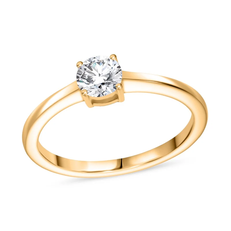 3er Set - D'Joy Moissanit Ring, Anhänger, und Ohrringe, 925 Silber 750 Gelb Vergoldet (Größe 17.00) ca. 1.40 ct