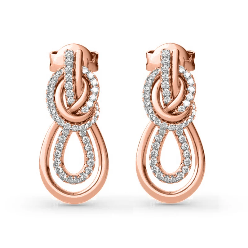AAA Zirkonia Knotendesign Ohrringe, Messing, rosévergoldet