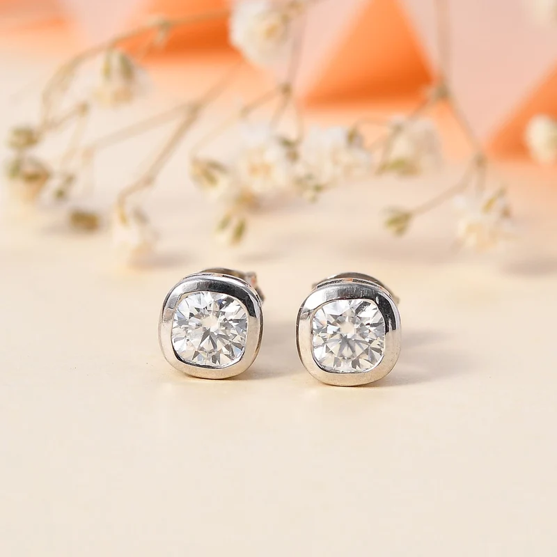Moissanit Ohrringe 925 Silber rhodiniert ca. 1,18 ct.