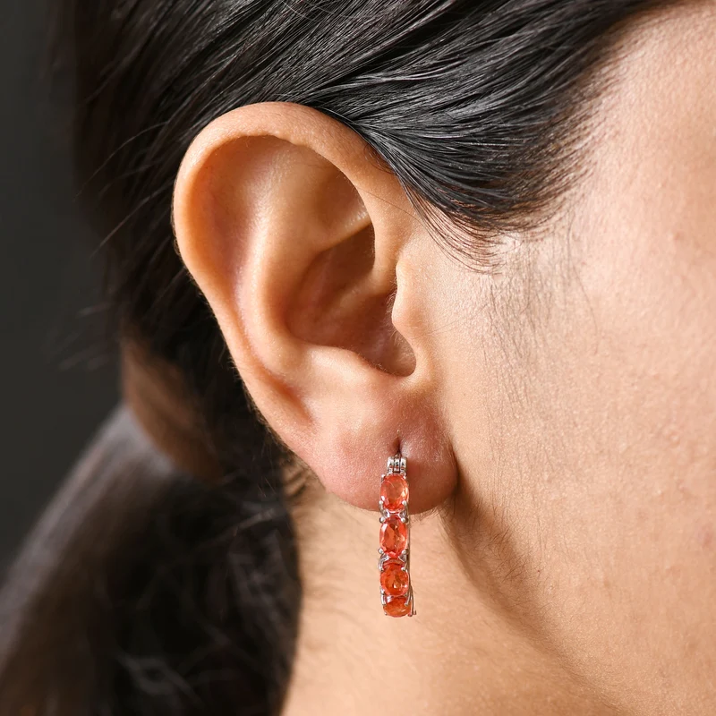 Padparadscha Quarz Triplette Ohrringe Nickelfreies Messing ca. 4.70 ct