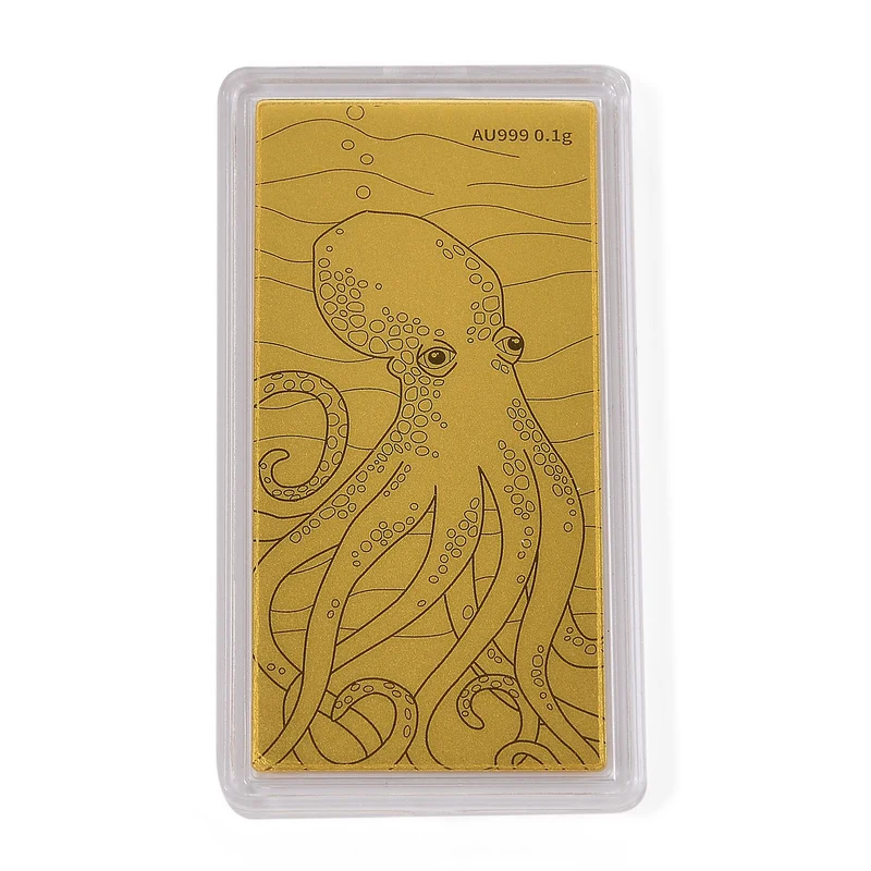 999er Goldfolie mit Oktopus-Motiv, 100mg, 5,5x3cm