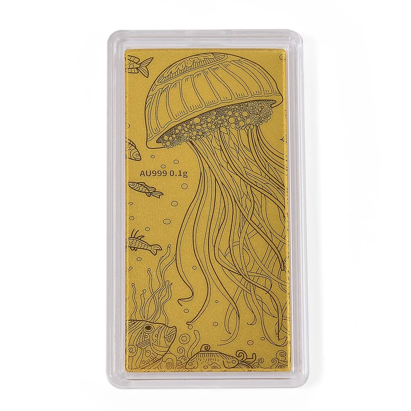 999er Goldfolie mit Quallenmotiv, 100mg, 5,5x3cm