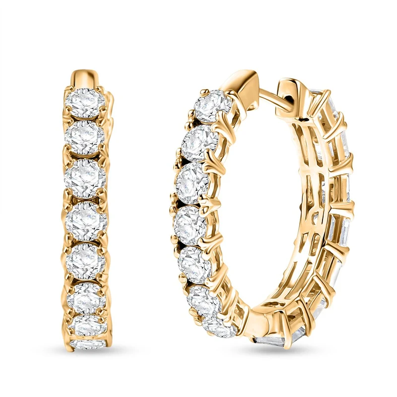 D'Joy Moissanit Ohrringe 925 Silber 750 Gelbgold Vermeil ca. 7.06 ct