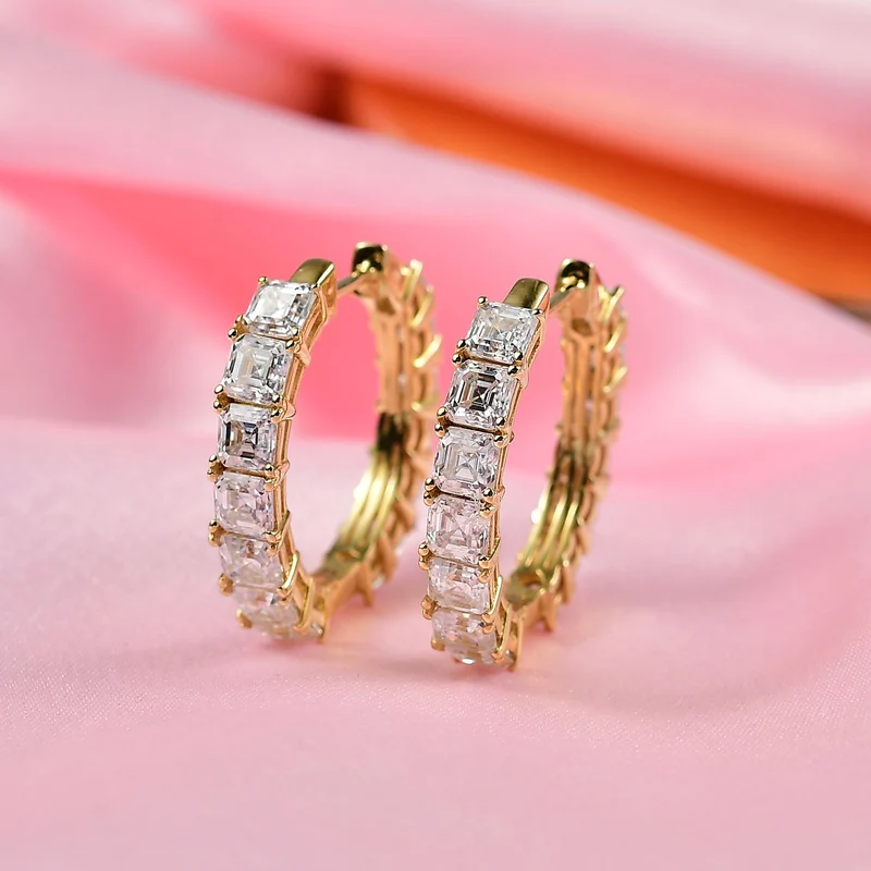 D'Joy Moissanit Ohrringe 925 Silber 750 Gelbgold Vermeil ca. 7.06 ct