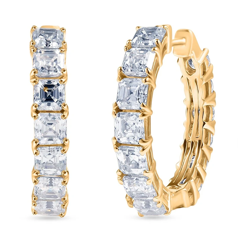 D'Joy Moissanit Ohrringe 925 Silber 750 Gelbgold Vermeil ca. 7.06 ct
