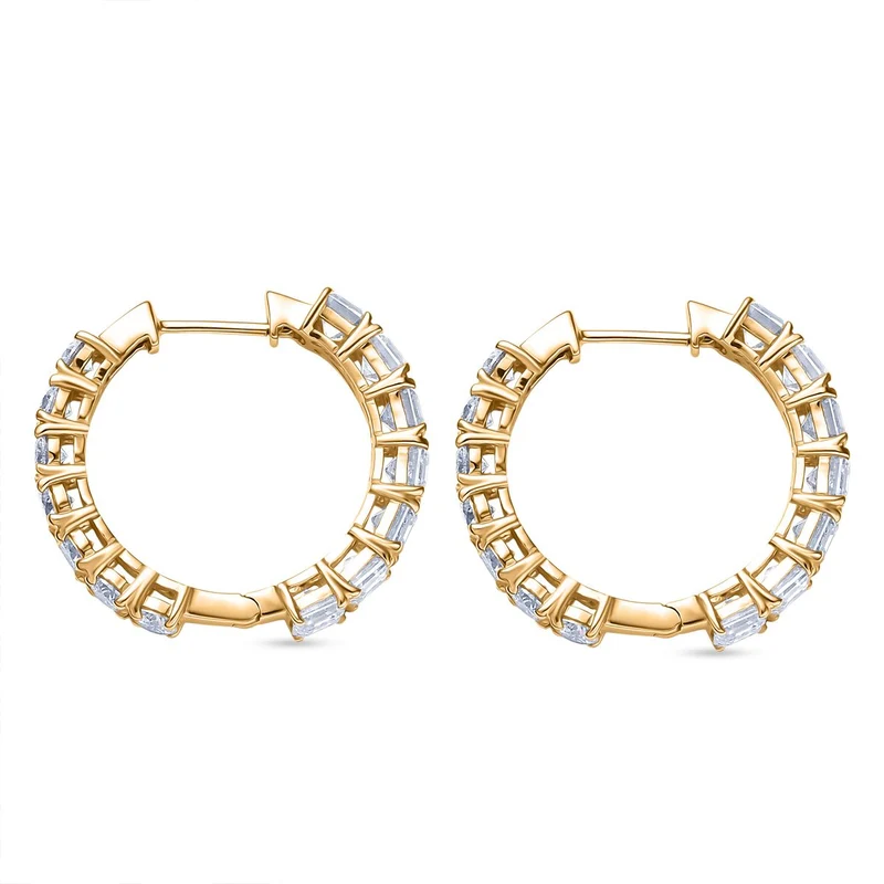 D'Joy Moissanit Ohrringe 925 Silber 750 Gelbgold Vermeil ca. 7.06 ct