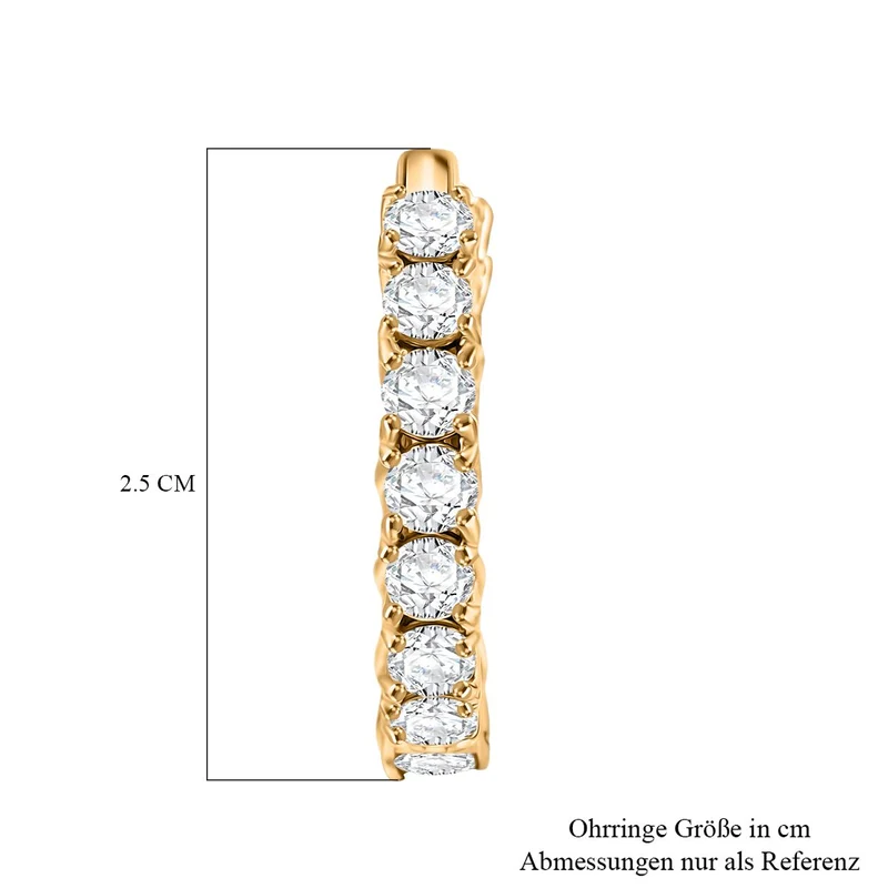 D'Joy Moissanit Ohrringe 925 Silber 750 Gelbgold Vermeil ca. 7.06 ct