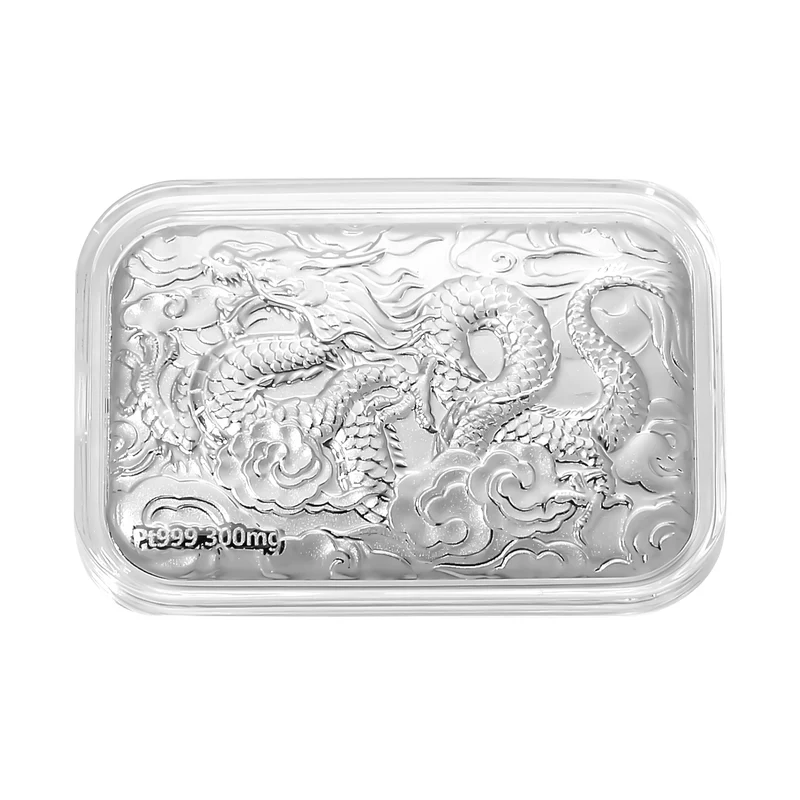 999 Platin-Folie mit Drachenmotiv, 300mg, 3,1x4,5cm