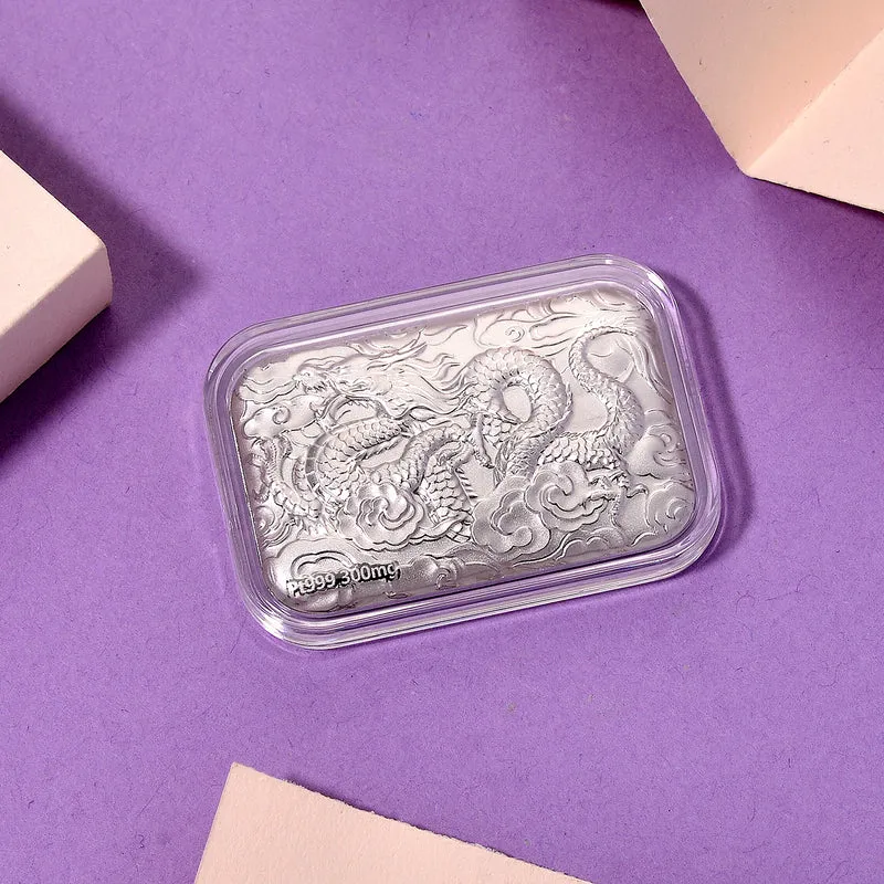 999 Platin-Folie mit Drachenmotiv, 300mg, 3,1x4,5cm