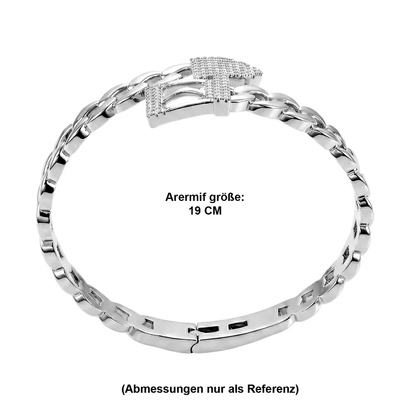 Weißer Zirkonia Armreif ca. 19 cm Nickelfreies Messing