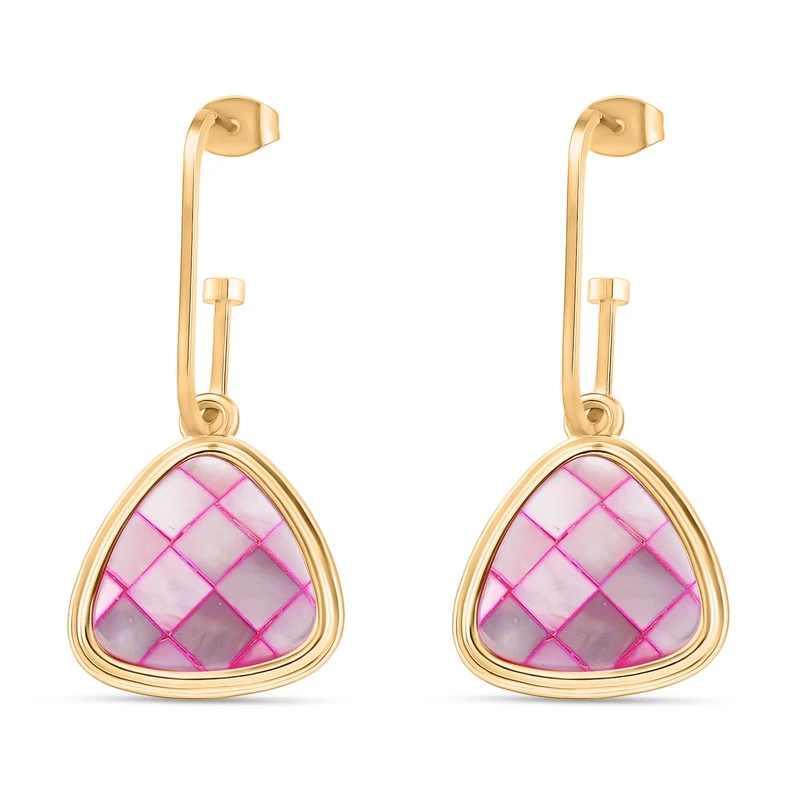 Rosa Muschelkernperlen Ohrringe, Legierung in Goldton