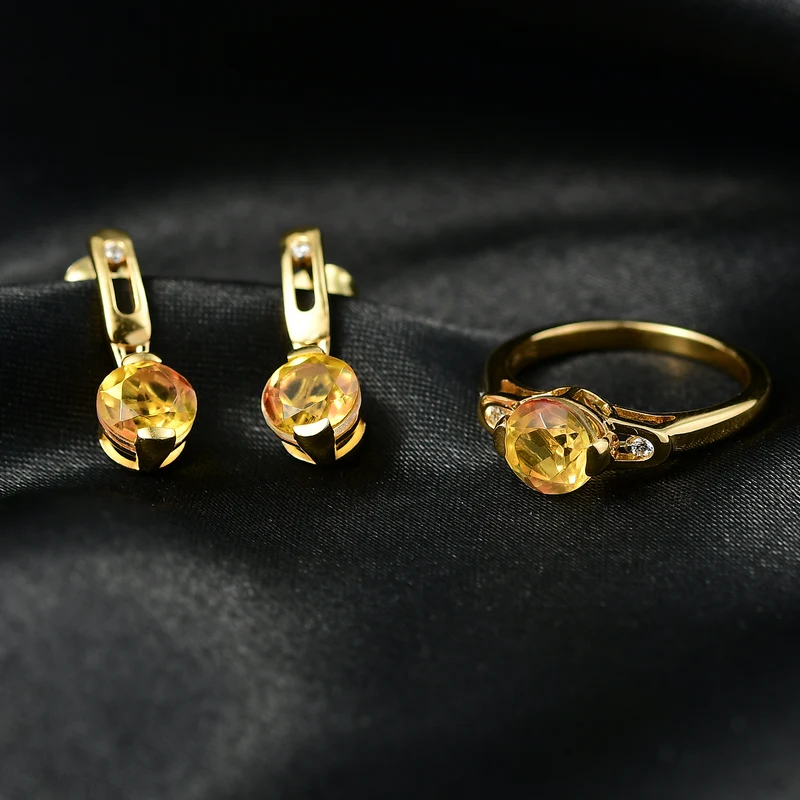 D'Joy Sphaleros Quarz, Weißer Zirkon Schmuckset 925 Silber platiniert (Größe 18) ca. 4,62 ct.