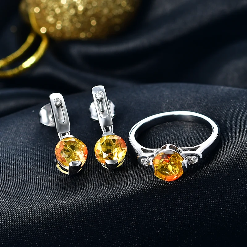 D'Joy Sphaleros Quarz, Weißer Zirkon Schmuckset 925 Silber platiniert (Größe 18) ca. 4,62 ct.