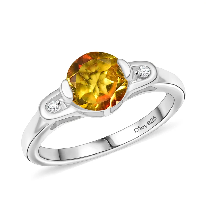 D'Joy Sphaleros Quarz, Weißer Zirkon Schmuckset 925 Silber platiniert (Größe 18) ca. 4,62 ct.