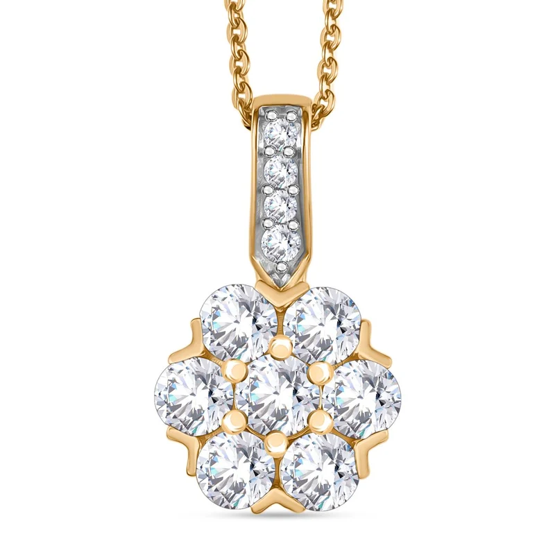 Moissanit Anhänger mit Kette ca. 50 cm, 925 Silber vergoldet ca. 1.51 ct