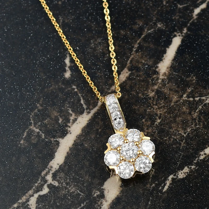 Moissanit Anhänger mit Kette ca. 50 cm, 925 Silber vergoldet ca. 1.51 ct