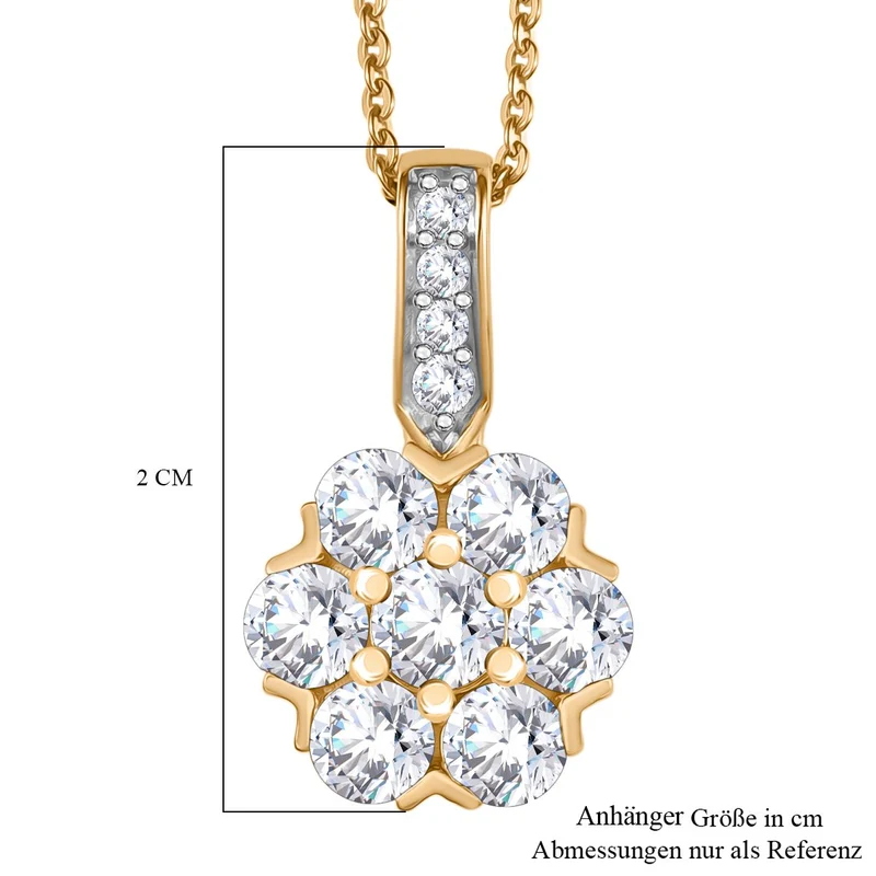 Moissanit Anhänger mit Kette ca. 50 cm, 925 Silber vergoldet ca. 1.51 ct