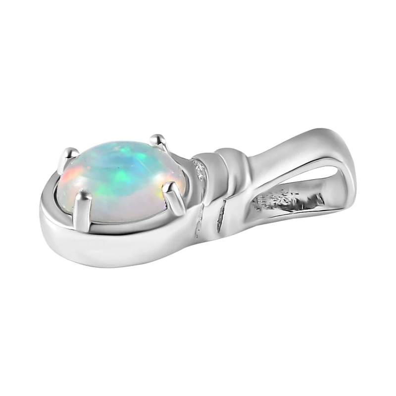 2er Set - AA Natürlicher, äthiopischer Welo Opal Ring und Anhänger Schmuckset, 925 Silber platiniert ca. 1.12 ct
