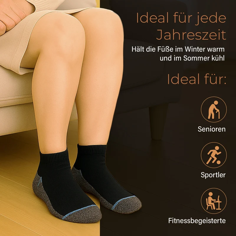 4er-Set Kupferfaser-Kompressions-Socken, Antibakteriell und Anti-Geruch, 36-40, schwarz-grau