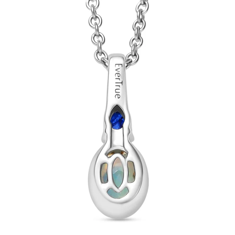 2er Set - AA Natürlicher, äthiopischer Welo Opal, Masaola Saphir (Fissure gefüllt) Anhänger mit Kette und Ring, Größe (21.00), Gelbes Messing, ca. 1.78 ct.