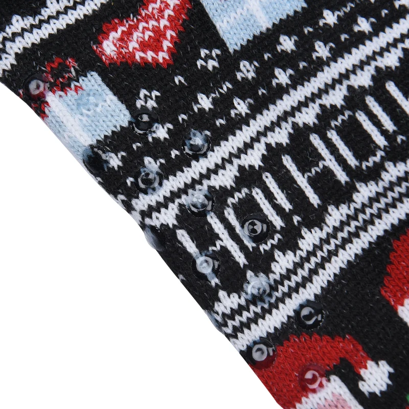 2er-Set - 2 Paar rutschfeste Haus Socken mit warmem Sherpa Futter, Einheitsgröße Weihnachtsmotiv
