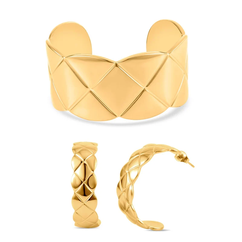 Designer Inspiriert Armreif und Ohrringe im Schmuckset, goldfarben