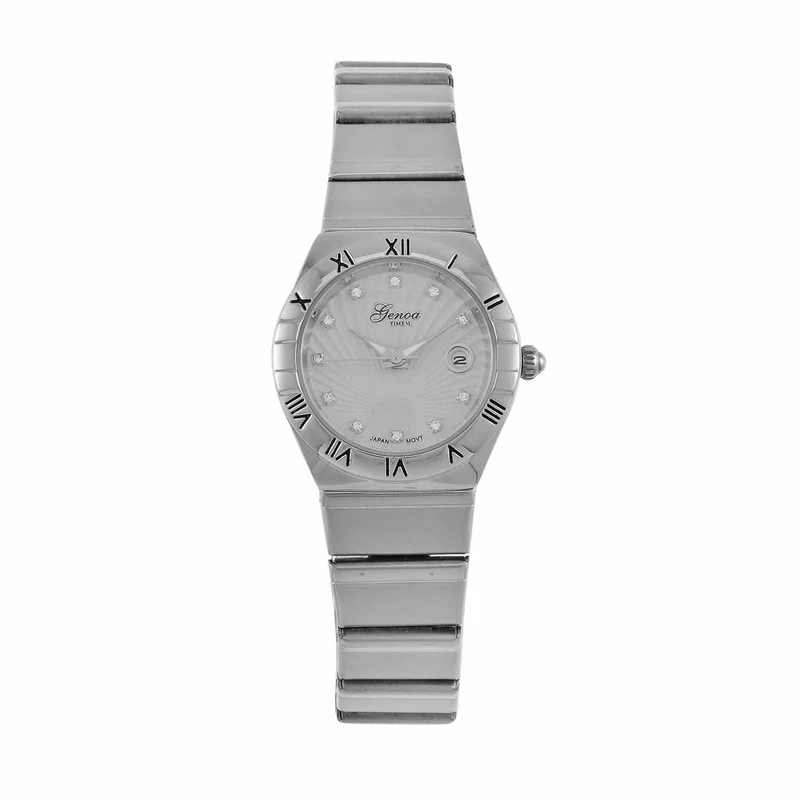 Weißer Kristall Uhren 19 cm Reiner Edelstahl IP-Gelbbeschichtung
