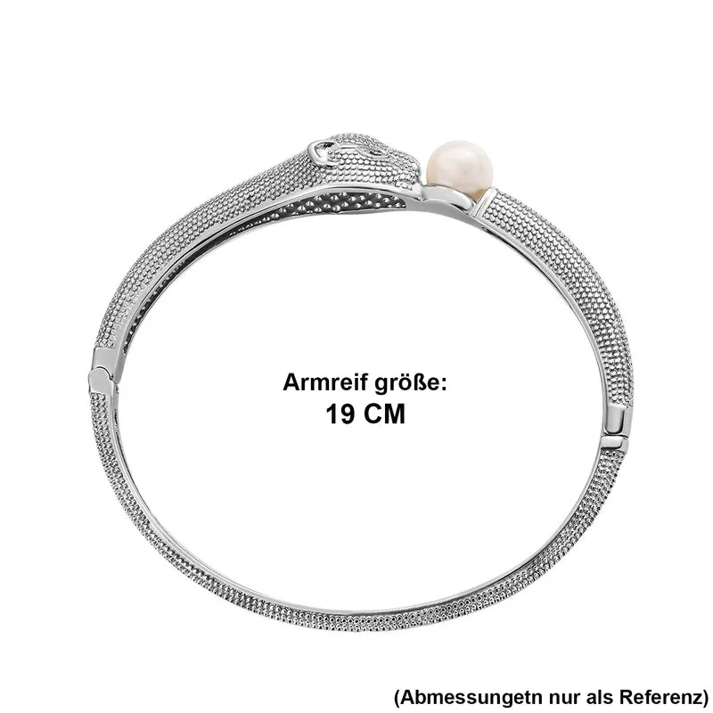 Pfirsich Perle (10 mm), Schwarzer Spinell Armreif (5-10 Werktage Lieferzeit) ca. 20 cm 316L Edelstahl