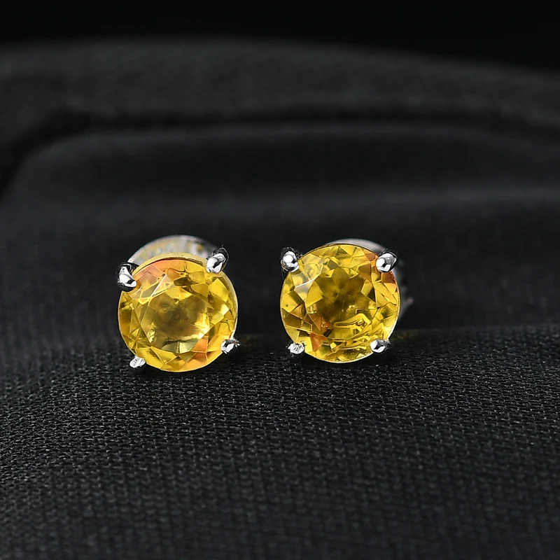 Sphaleros Quarz Ohrringe 925 Silber platiniert ca. 2.23 ct