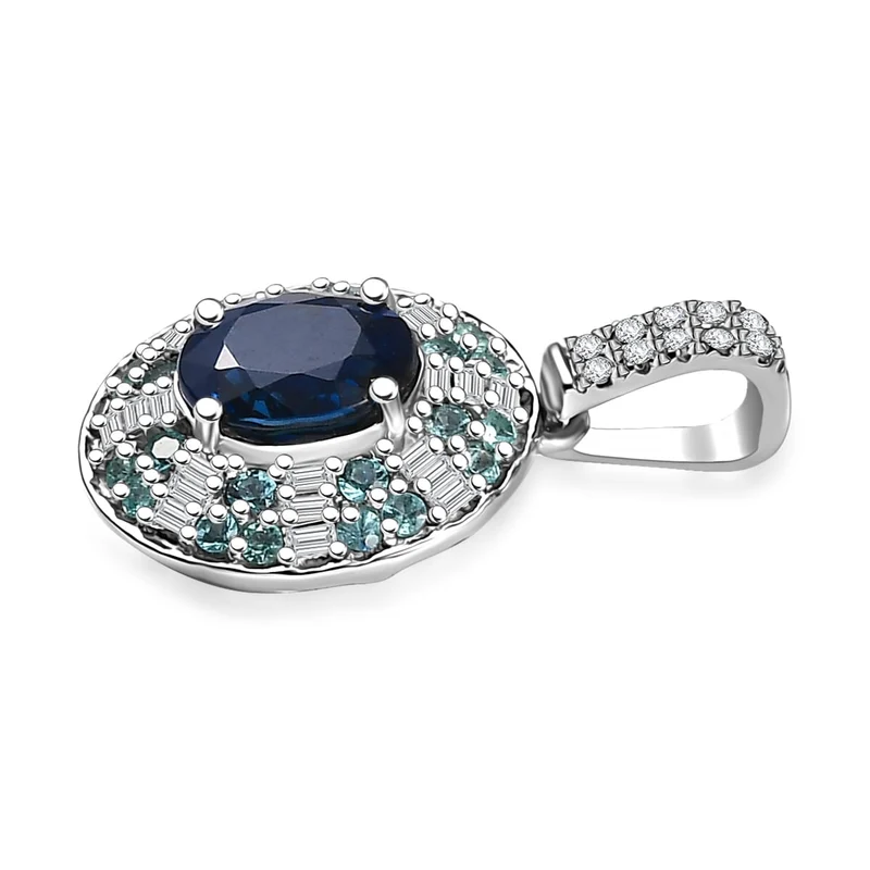 Rhapsody AAAA Ceylon-Saphir, Paraiba Turmalin AGI zertifiziert Schmuckset (10-15 Werktage Lieferzeit) ca. 50 cm 950 Platin ca. 1.91 ct
