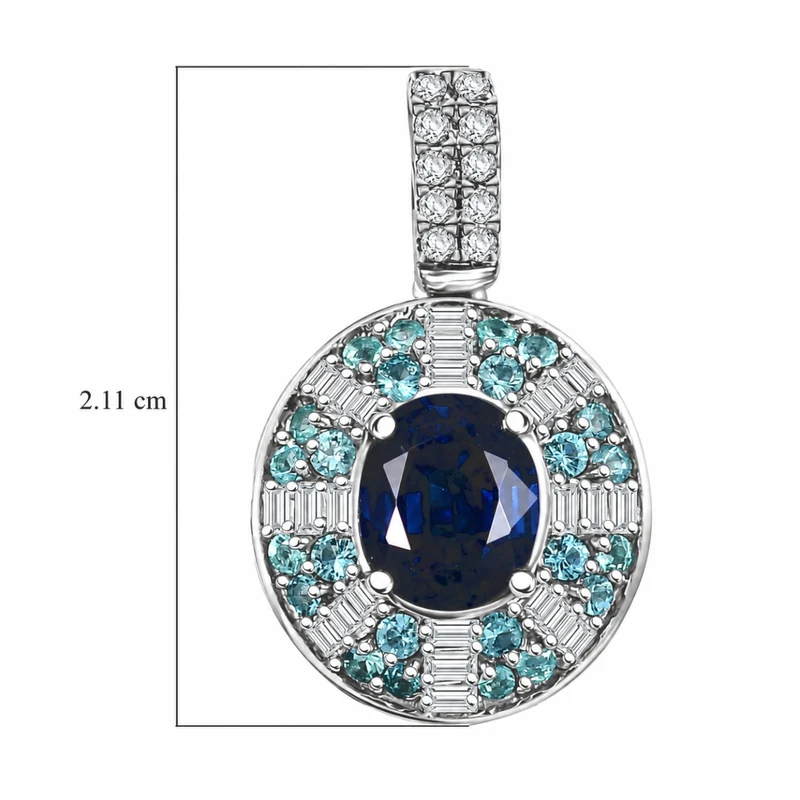 Rhapsody AAAA Ceylon-Saphir, Paraiba Turmalin AGI zertifiziert Schmuckset (10-15 Werktage Lieferzeit) ca. 50 cm 950 Platin ca. 1.91 ct