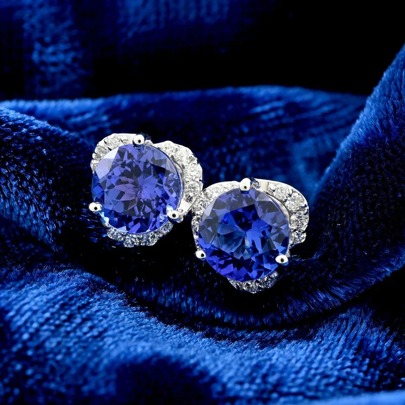 Rhapsody AAAA Tansanit, Weißer Diamant AGI zertifiziert Ohrringe 950 Platin ca. 2.00 ct (9-14 Werktage Lieferzeit)