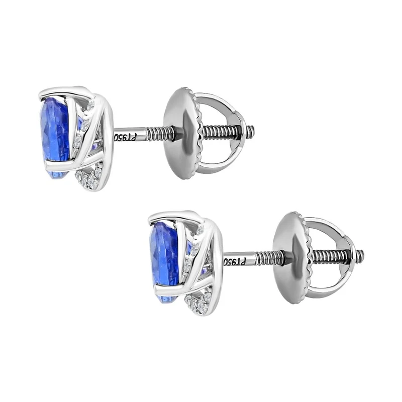 Rhapsody AAAA Tansanit, Weißer Diamant AGI zertifiziert Ohrringe 950 Platin ca. 2.00 ct (9-14 Werktage Lieferzeit)