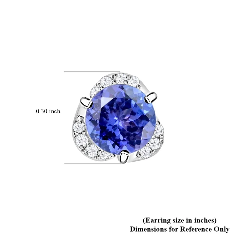 Rhapsody AAAA Tansanit, Weißer Diamant AGI zertifiziert Ohrringe 950 Platin ca. 2.00 ct (9-14 Werktage Lieferzeit)