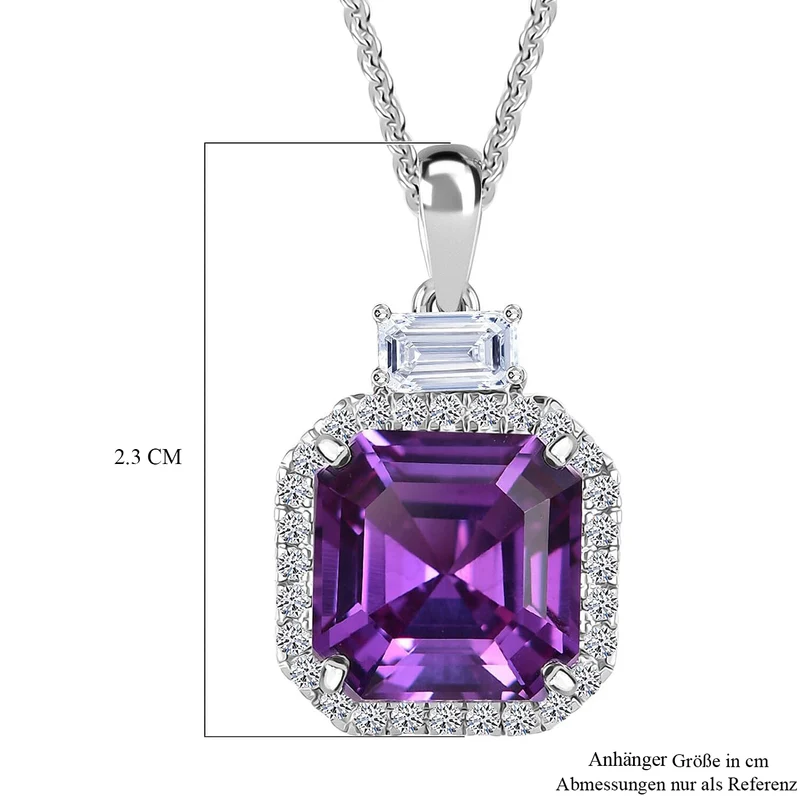 AAA Lab Grown Lila Saphir, Lab Grown Diamant AGI zertifiziert Schmuckset (10-15 Werktage Lieferzeit) ca. 45 cm 417 Gold, 417 Gold Weißgold Vergoldet ca. 6.03 ct