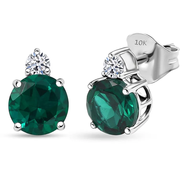 LUXURIANT(10-15 Werktage Lieferzeit) 3,24 ct. AGI zertifizierte und geprüfte AAA Labor Smaragd und Labor Diamant Ohrringe in 417 Weißgold