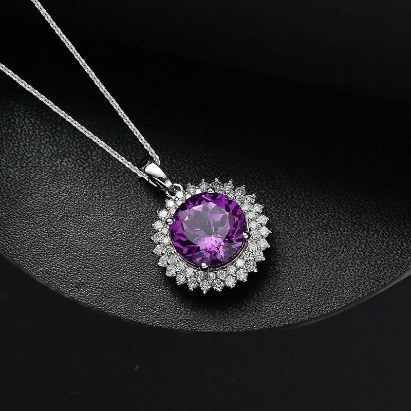 AAA Lab Grown Lila Saphir, Lab Grown Diamant AGI zertifiziert Schmuckset (10-15 Werktage Lieferzeit) ca. 45 cm 417 Gold, 417 Gold Weißgold Vergoldet ca. 4.48 ct