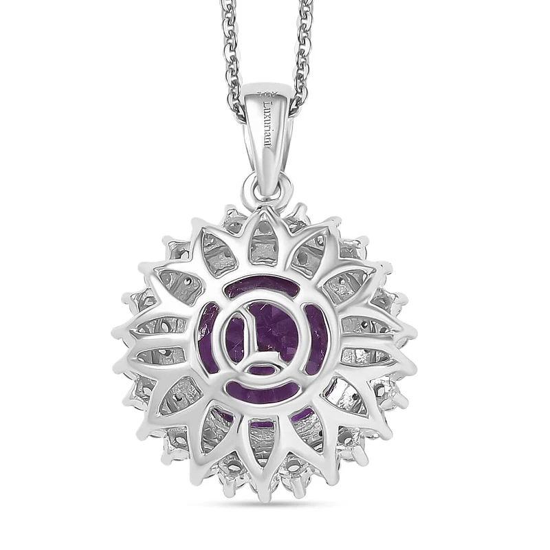 AAA Lab Grown Lila Saphir, Lab Grown Diamant AGI zertifiziert Schmuckset (10-15 Werktage Lieferzeit) ca. 45 cm 417 Gold, 417 Gold Weißgold Vergoldet ca. 4.48 ct